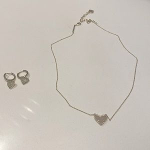 Kendra Scott Ari Heart Gold Necklace and Earrings Set in Iridescent Drussy